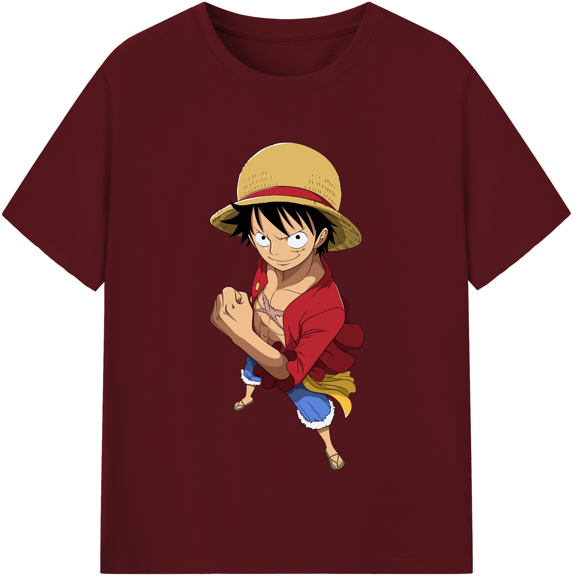 ワンピース モンキー・D・ルフィ ONE PIECE Monkey D. Luffy 綿100％半袖Tシャツ（フロントプリント）